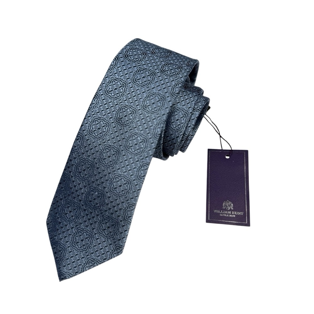 William Hunt Savile Row Blue Silk‎ Men's Neck Tie